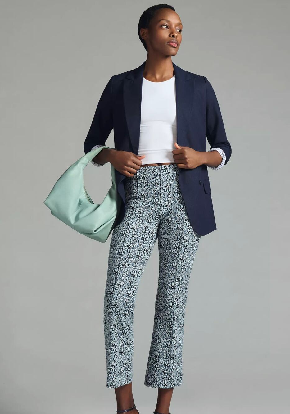 Maeve by Anthropologie Womens XS Blue White Margot Floral Kick Flare Pants